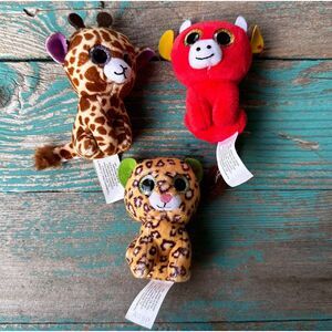 McDonald's Happy Meal Teeny Ty Beanie Boos Lot of 3 Mini Plush Giraffe Tiger Cow